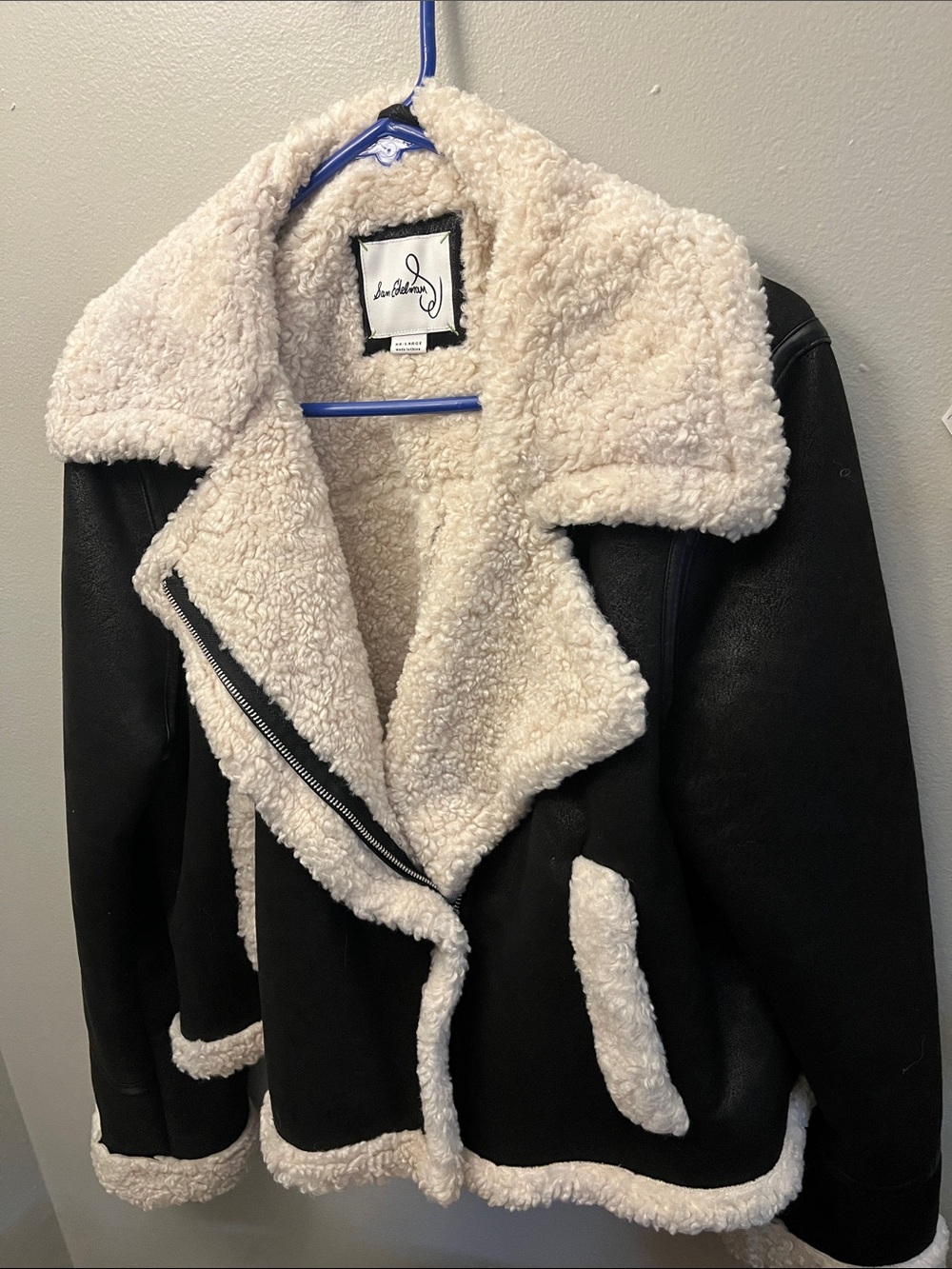 Sam Edelman Black Jacket with Cream Shearling